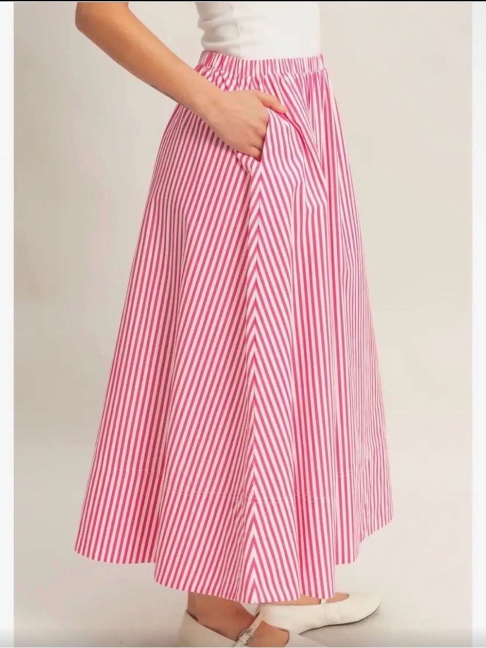 Women’s Pink Striped Maxi Skirt